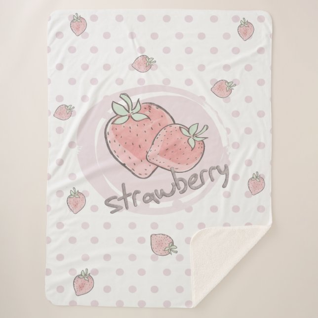 Manta Sherpa Cute Strawberry  Blanket (Anverso)