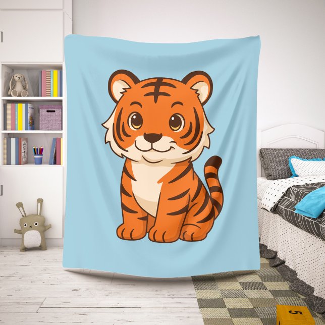 Manta Sherpa Cute Tiger Cub on Blue (Subido por el creador)