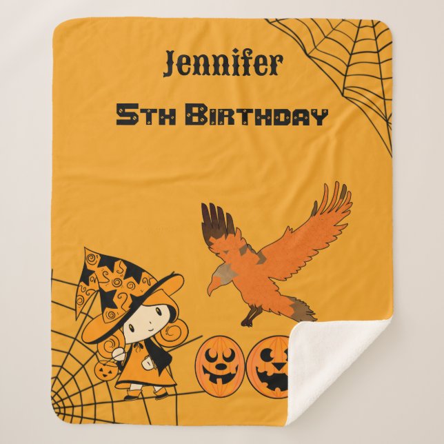 Manta Sherpa Cute Wandering Little Witch Jack Cobwebs Cumpleaño (Anverso)