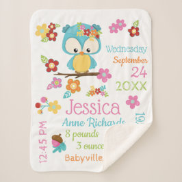Manta Sherpa Cute Woodland Owl Baby Girl Record Stats