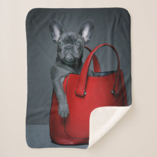 Manta Sherpa Cutest Baby Animals   French Bulldog in Handbag