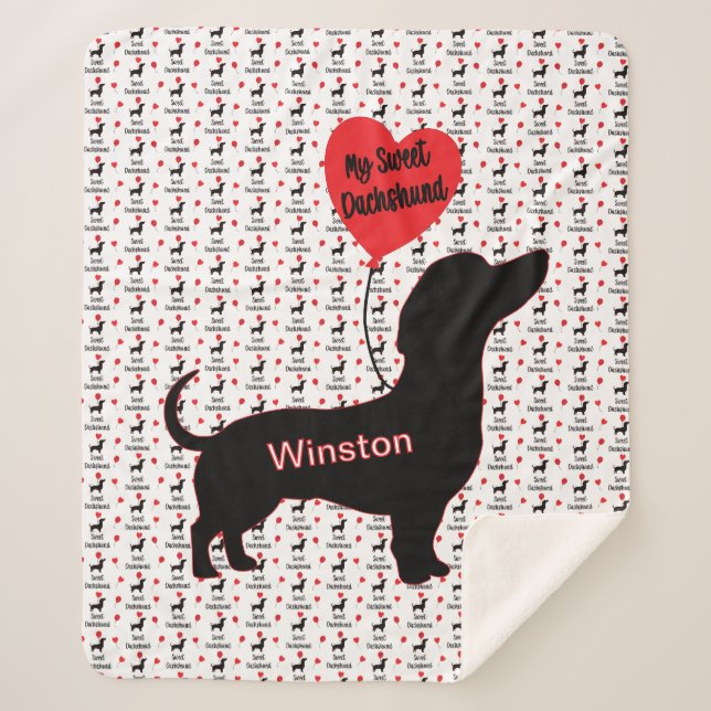 Manta Sherpa Dachshund dulce: Globo cardíaco (Anverso)