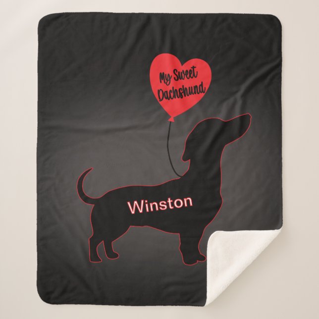 Manta Sherpa Dachshund dulce: Globo cardíaco (Anverso)