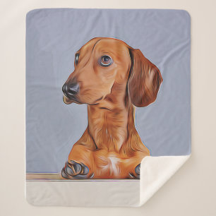 Manta Sherpa Dachshund Looking Away Doxie Dog Birthday Poster