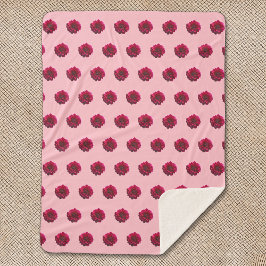 Manta Sherpa Dahlia rosa profunda flor sin foco en