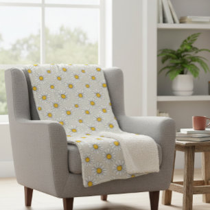 Manta Sherpa Daisy  Swaddle Blanket, Baby Blanket, Floral 