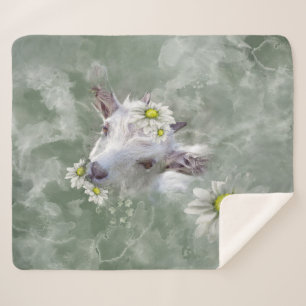 Manta Sherpa Daisy the Baby Goat Watercolor Retrato