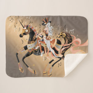 Manta Sherpa Dama de arte Steampunk en caballo mecánico