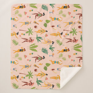 Manta Sherpa Damas bailarinas, patrón de hojas de palma.