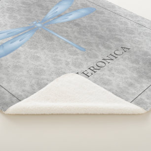 Manta Sherpa Damasco de la libélula azul