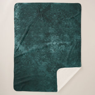 Manta Sherpa Damasco Verde azulado de Velvety   Barroco verde o