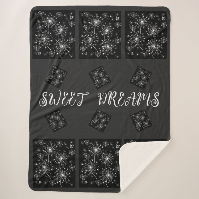 Manta Sherpa Dandelion, flores silvestres y abejas melíferas (Anverso)