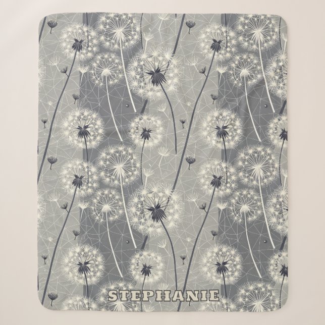 Manta Sherpa Dandelion monocromo moderno (Anverso)