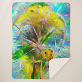 Manta Sherpa Dandelions etéreos en Neon Dreamscape