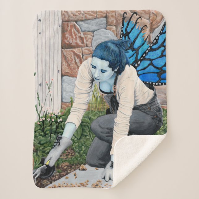 Manta Sherpa Dark Fairy Garden Gardener Fantasy Art Blanket (Anverso)