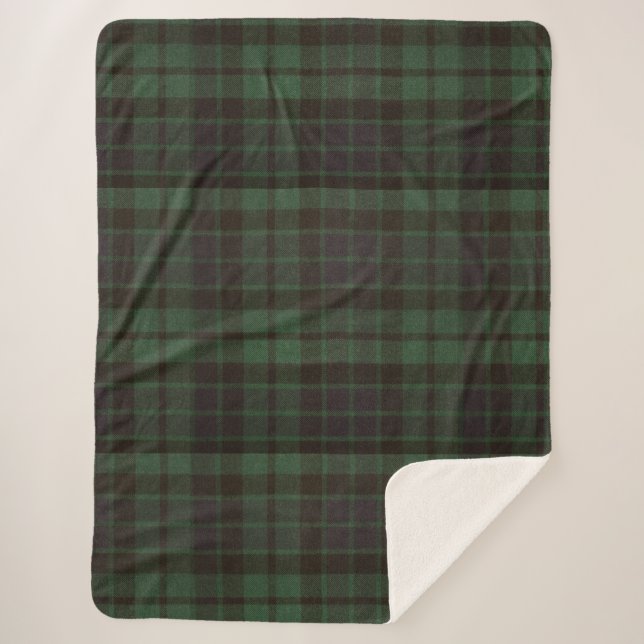 Manta Sherpa Dark Green Tartan Plaid (Anverso)