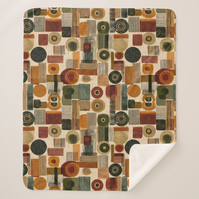 Manta Sherpa Dark Mid Century Geometric Pattern (2) (Anverso)