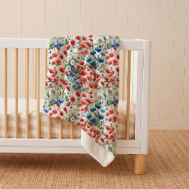 Manta Sherpa de Amapola y Margarita con Acuarela d