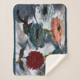 Manta Sherpa de Arte Floral Abstracto
