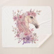 Manta Sherpa de Caballo para Niñas Pastel