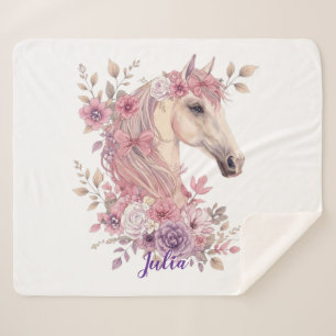 Manta Sherpa de Caballo para Niñas Pastel