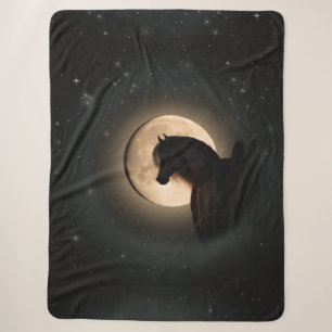 Manta Sherpa de caballo resplandor de luna negra