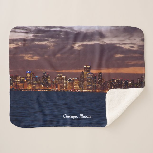 Manta sherpa de Chicago Skyline (Anverso (horizontal))