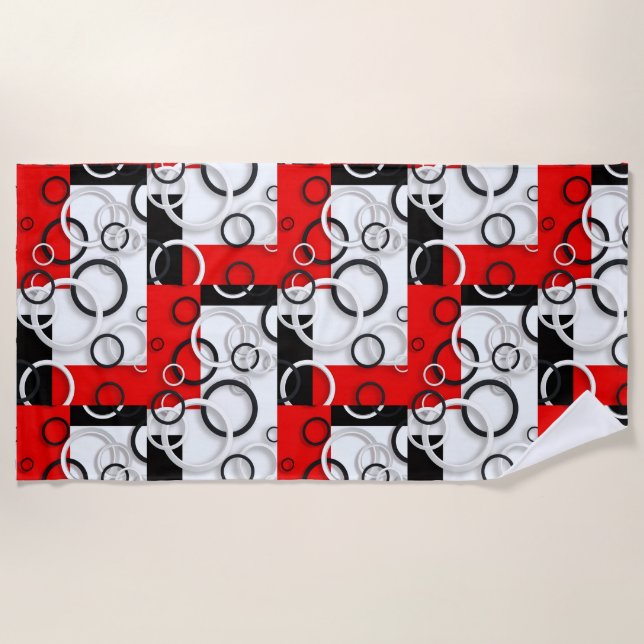 Manta Sherpa de Círculos Rojo Negro (Anverso)