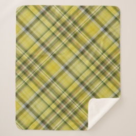 Manta Sherpa de Cuadros Amarillo y Verde de Limone