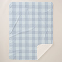 Manta Sherpa de Cuadros Gingham Azul Polvo Grande