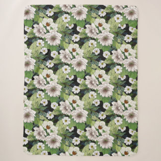 Manta Sherpa de Flores Blancas