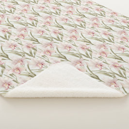Manta Sherpa de Flores Rosa Rubor y Orquídea Salvi