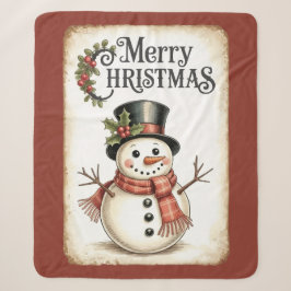 Manta Sherpa de Hombre de Nieve Feliz Navidad