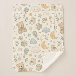 Manta Sherpa de Osito Teddy Dulce Neutral para A