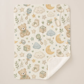 Manta Sherpa de Osito Teddy Dulce | Neutral para A