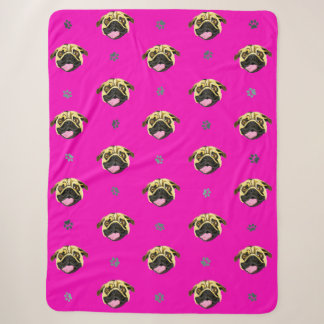 Manta Sherpa de Pug Rosa