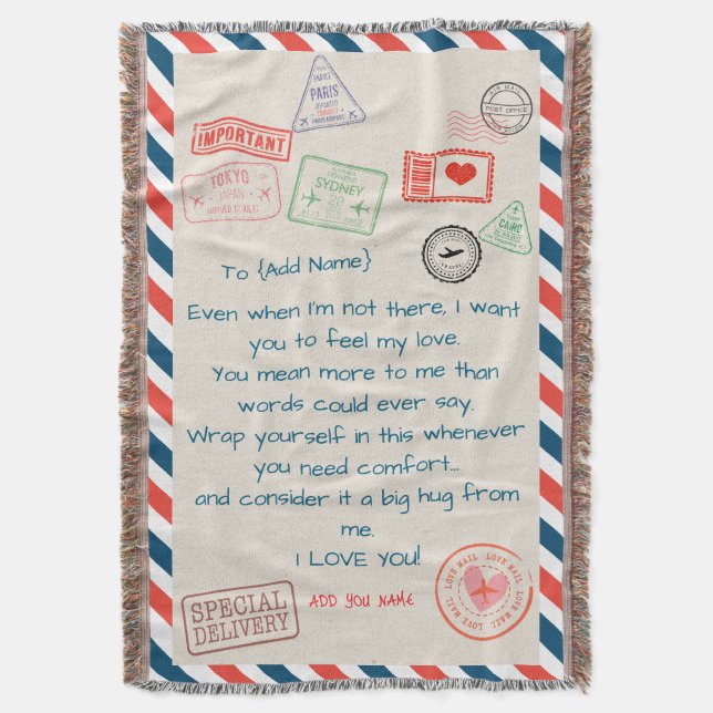 Manta Sherpa de texto personalizado – Te Amamos  (Frente vertical)