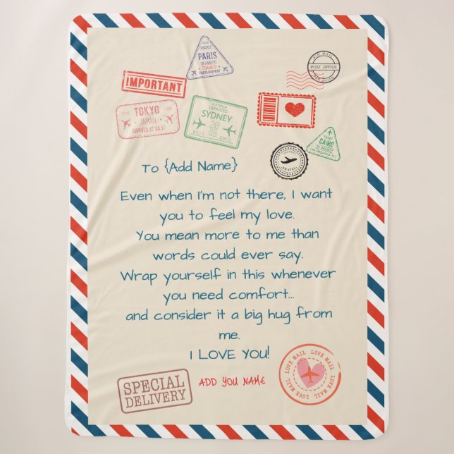 Manta Sherpa de Texto Personalizado – Te Amamos  (Anverso)