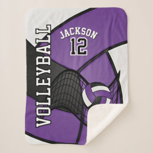 Manta Sherpa 🏐 de voleibol en morado, negro y blanco