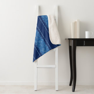Manta Sherpa Decoración Azul y Blanca