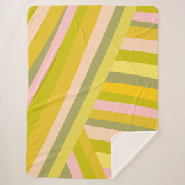 Manta Sherpa Decoración de dopamina retro Preppy verde rosa ray