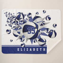 Manta Sherpa decoración deportiva azul blanco baloncesto