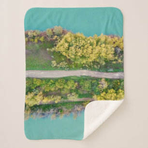 Manta Sherpa Decoración verde, marrón y amarilla