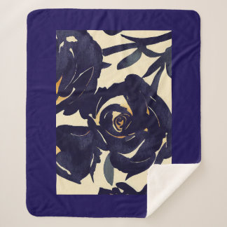 Manta Sherpa Deep blue floral