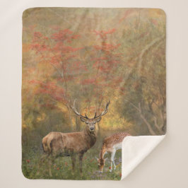 Manta Sherpa Deers en el bosque otoñal