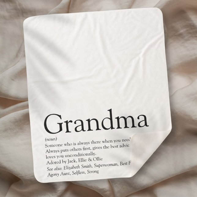 Manta Sherpa Definición de la abuela Diversión moderna en blanc (Grandma Definition Black and White Modern Fun Sherpa Blanket)
