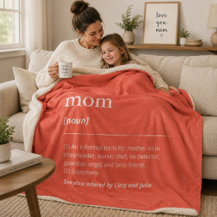 Manta Sherpa Definición de mamá divertida en rojo naranja nombr