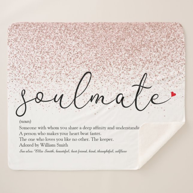 Manta Sherpa Definición De Soulmate Rosa De Amor Purpurina De O (Anverso (horizontal))