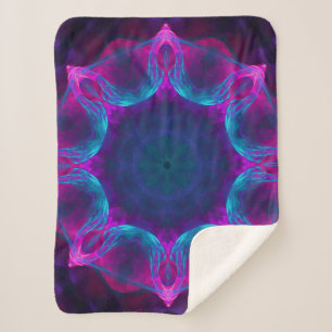Manta Sherpa Degradado del Kaleidoscopio Oscuro Azul y Rosa