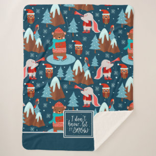 Manta Sherpa Dejar que nieva el patrón animal lindo con el nomb